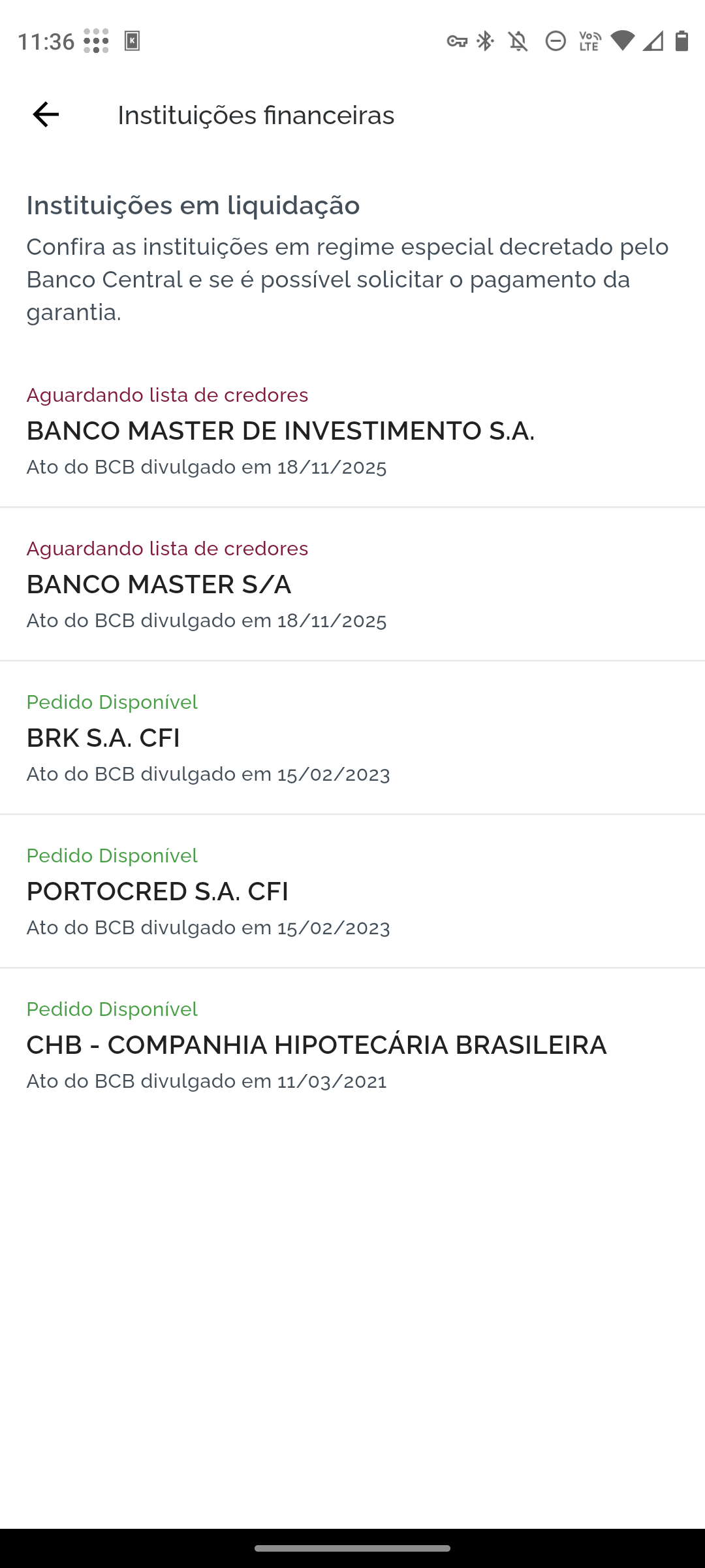 Banco Master tomando gap no app do FGC