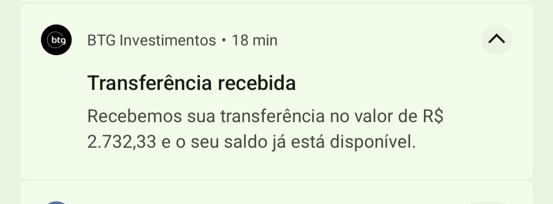 Notificação de transferência recebida do FGC